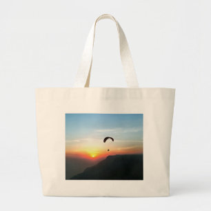 Sunset Paraglide Wanderlust Extreme Sports Art Grote Tote Bag