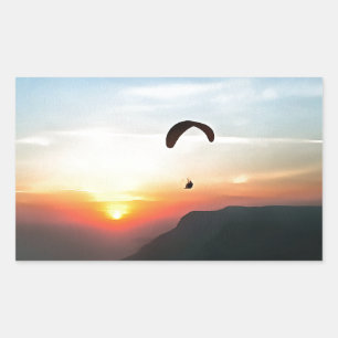 Sunset Paraglide Wanderlust Extreme Sports Art Rechthoekige Sticker
