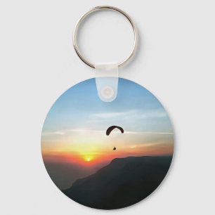 Sunset Paraglide Wanderlust Extreme Sports Art Sleutelhanger
