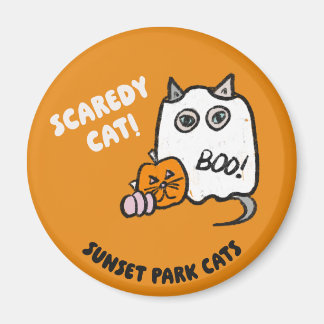 Sunset Park Cats Halloween Magnet Butterball Ghost