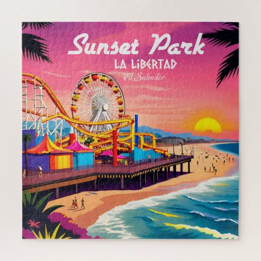 Sunset Park El Salvador Reizen Retro Legpuzzel (Verticaal)