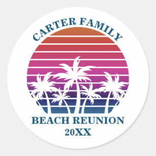 Sunset Party Custom Beach Cruise Family Reunion Ronde Sticker