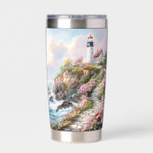 Sunset Path to the Lighthouse – Coastal Garden  Geïsoleerde Drinkbeker (Achterkant)