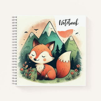 Sunset Paws – Vos en Pup in de geschilderde woesti Notitieboek