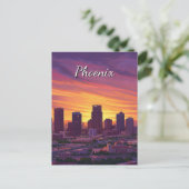 Sunset Phoenix Skyline Arizona Reizen Briefkaart (Staand voorkant)