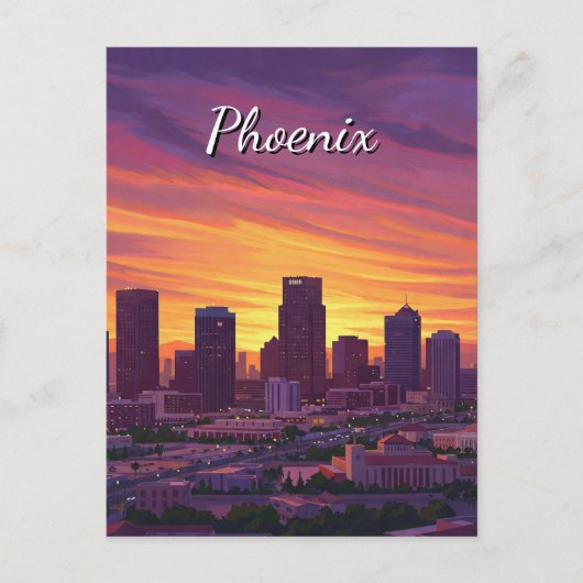 Sunset Phoenix Skyline Arizona Reizen Briefkaart (Voorkant)