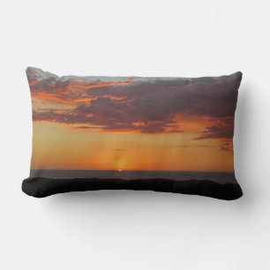Sunset Photo Bright Oranje Evening Sky Ocean Kussen