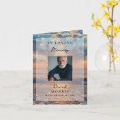 Sunset Photo Memorial Funeral Program Template Kaart (Gele Bloem)
