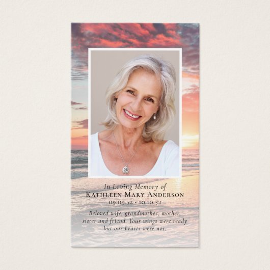 Sunset Photo Memorial Poem Kaart (Voorkant)