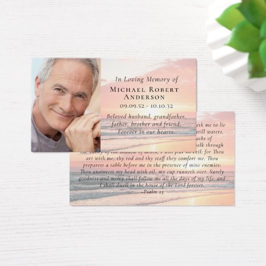 Sunset Photo Memorial Prayer Kaart (Bureau)