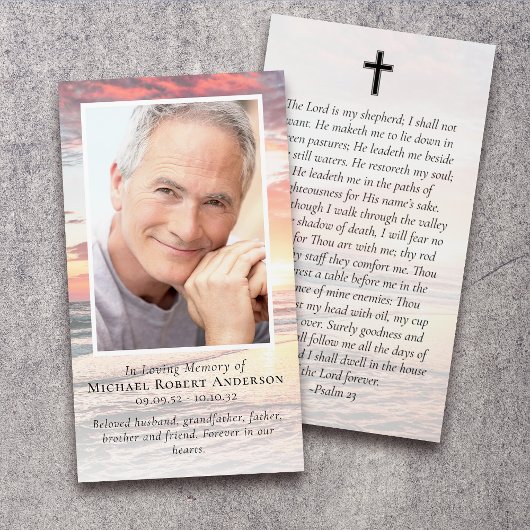 Sunset Photo Memorial Prayer Kaart