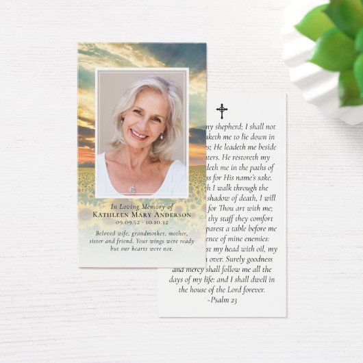 Sunset Photo Memorial Prayer Kaart (Bureau)