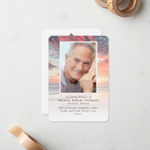 Sunset Photo Memorial Prayer Kaart Notitiekaartje