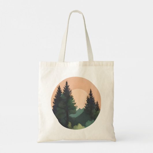 Sunset Pines - rustige berglandschapskunst Tote Bag (Achterkant)