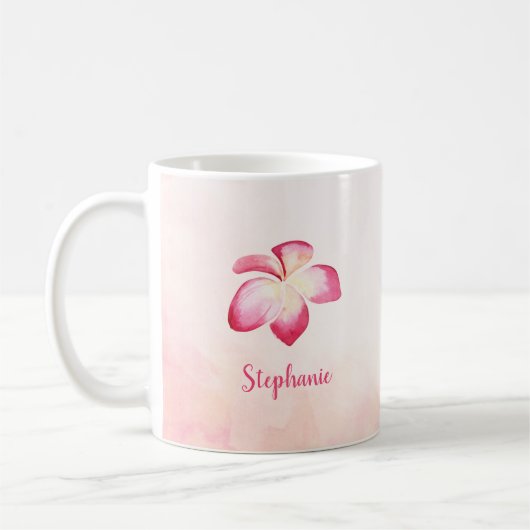 Sunset Plumeria roze Waterverf Koffiemok (Links)