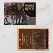 Sunset Ranch Cheval équitation cartes de visite (Devant / Derrière)