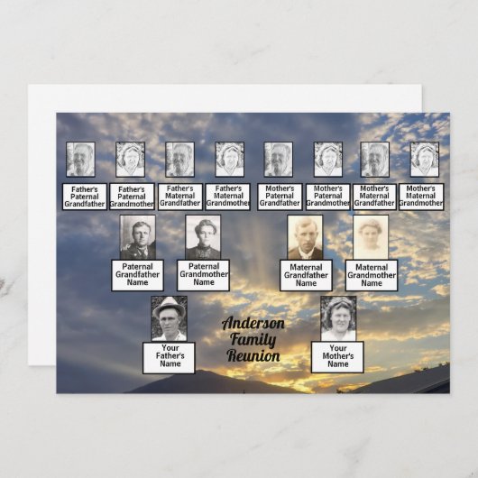 Sunset Rays 3 Génération Family Reunion Invitation (Devant / Derrière)