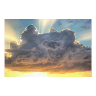 Sunset Rays of Light door Stormy Clouds Foto Afdruk