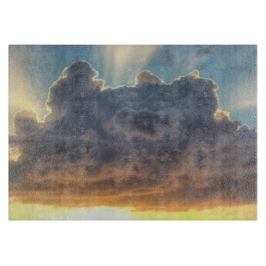 Sunset Rays of Light door Stormy Clouds Snijplank (Voorkant)