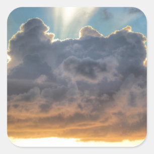 Sunset Rays of Light door Stormy Clouds Vierkante Sticker