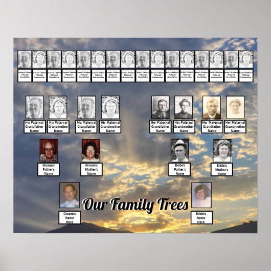 Sunset Rays Through Clouds Foto 2 Family Trees Poster (Voorkant)