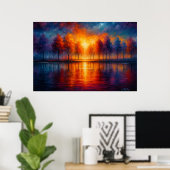 Sunset Reflections Over Autumn Lake Poster (Thuiskantoor)
