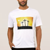 Sunset Religious Crosses Mannen Actief T-shirt (Voorkant)