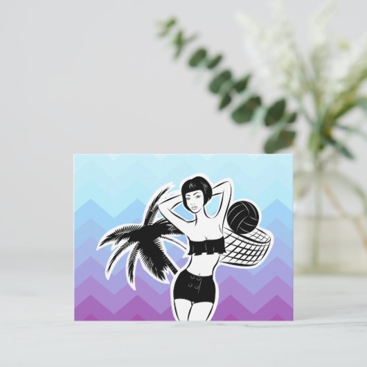 Sunset Resort Chevron Print Briefkaart (Staand voorkant)