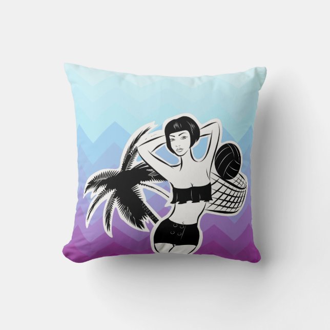 Sunset Resort Chevron Print Kussen (Voorkant)