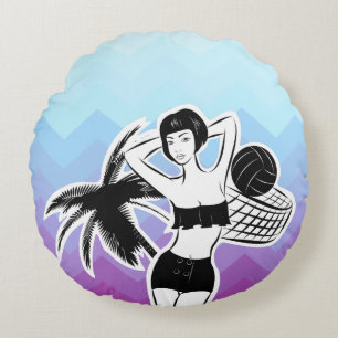 Sunset Resort Chevron Print Rond Kussen