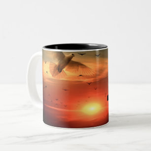 Sunset Resurrection Dove and Cross Tweekleurige Koffiemok