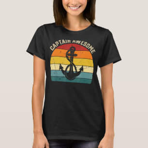 Sunset Retro Kapitein Geweldige Boater Eigenaar T-shirt