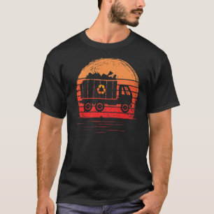 Sunset Retro Recycling Trash Garbage Truck T-shirt
