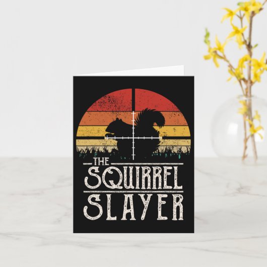 Sunset Retro Style Squirrel Hunting Squirr Kaart (Gele Bloem)