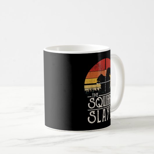  Sunset Retro Style Squirrel Hunting Squirr Koffiemok (Voorkant rechts)