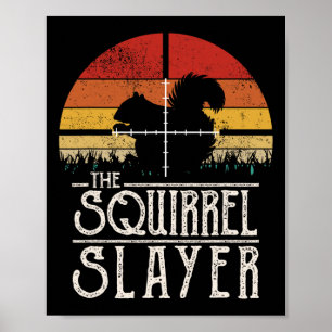 Sunset Retro Style Squirrel Hunting Squirr Poster