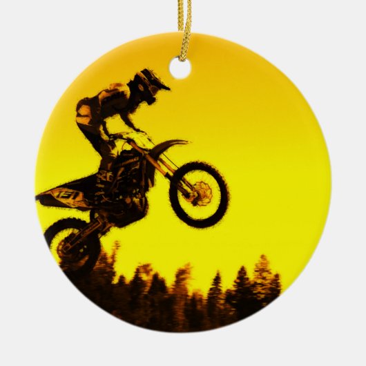 Sunset Ride - Motorcross Rider Keramisch Ornament (Voorkant)