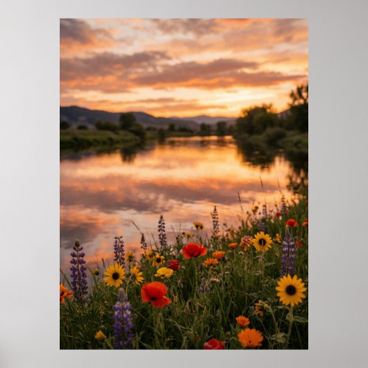 Sunset River Landscape Poster (Voorkant)