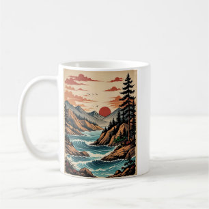 Sunset River Mountain Scene T Shirt Koffiemok