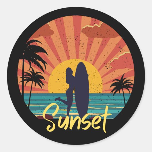 Sunset Ronde Sticker (Voorkant)