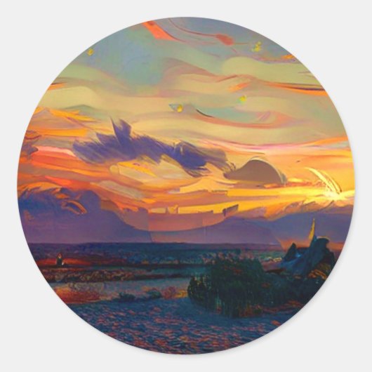 SUNSET RONDE STICKER (Voorkant)