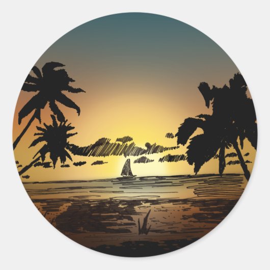 Sunset Ronde Sticker (Voorkant)