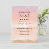 sunset rose beach invitations à mariage (Debout devant)