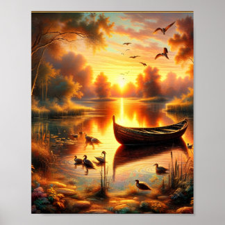 Sunset Rowboat Digital Poster