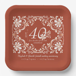 Sunset Rust Red Shabby Chic 40 Jubileum Bord