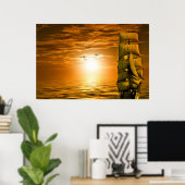Sunset Sail Boat Poster (Thuiskantoor)