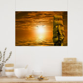Sunset Sail Boat Poster (Keuken)