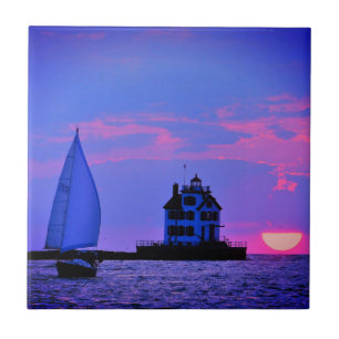 Sunset Sail Ceramic Tile Tegeltje