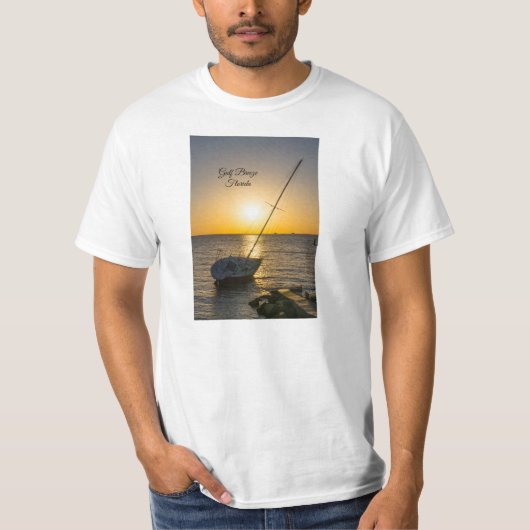 Sunset Sailboat naufrage Gulf Breeze FL T-Shirt (Devant)