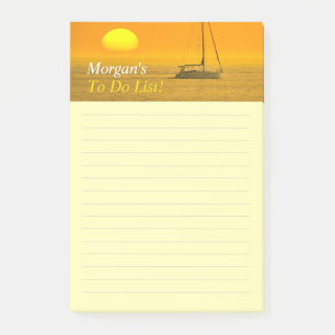 Sunset Sailing Boat, DIY Name Message, Ruled Lines Post-it® Notes